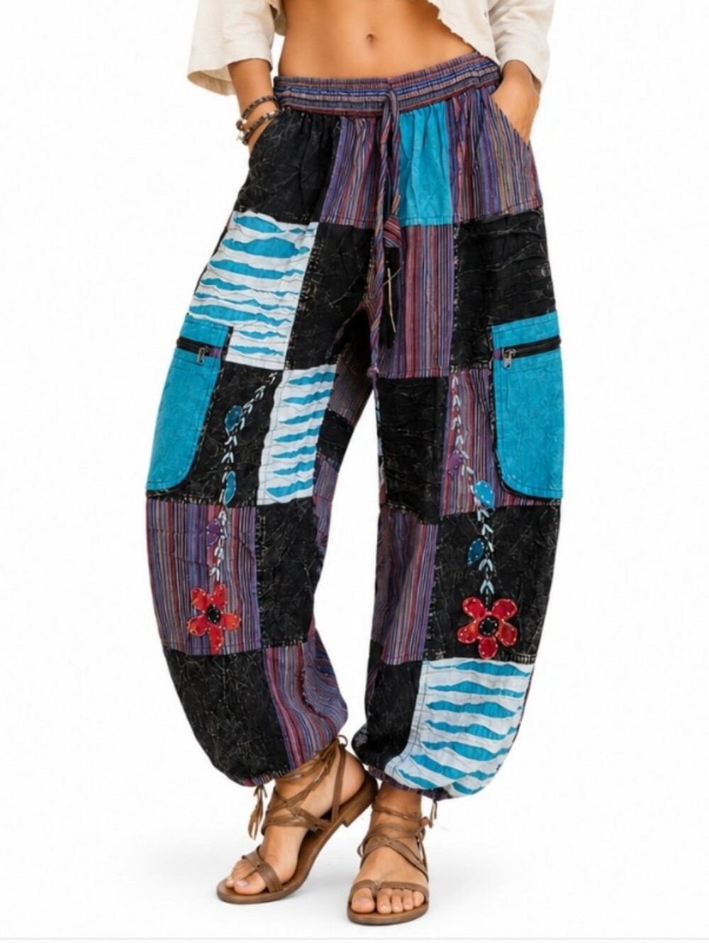 Rising International Patchwork Harem Pants XL Boho Hippie Festival